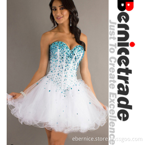 Short Blue Sequins Sweetheart Prom Ball Gown (F18501)